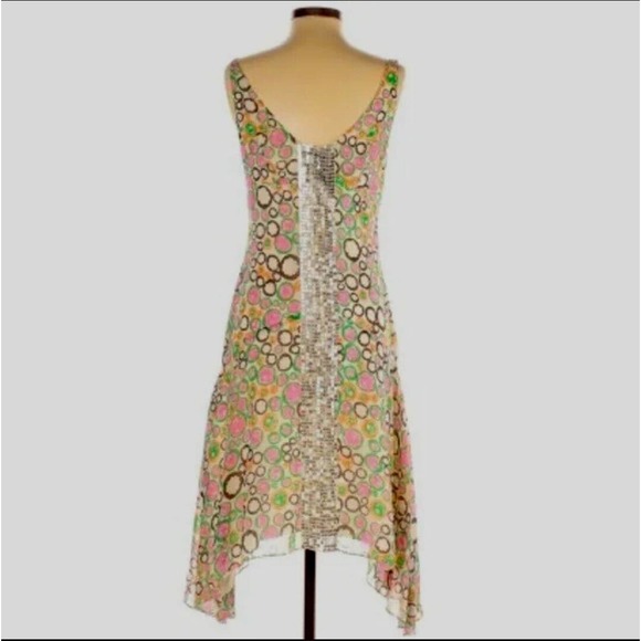 BCBGMaxAzria 100% Silk Floral Sequins Boho Dress Size 2 - Picture 1 of 10